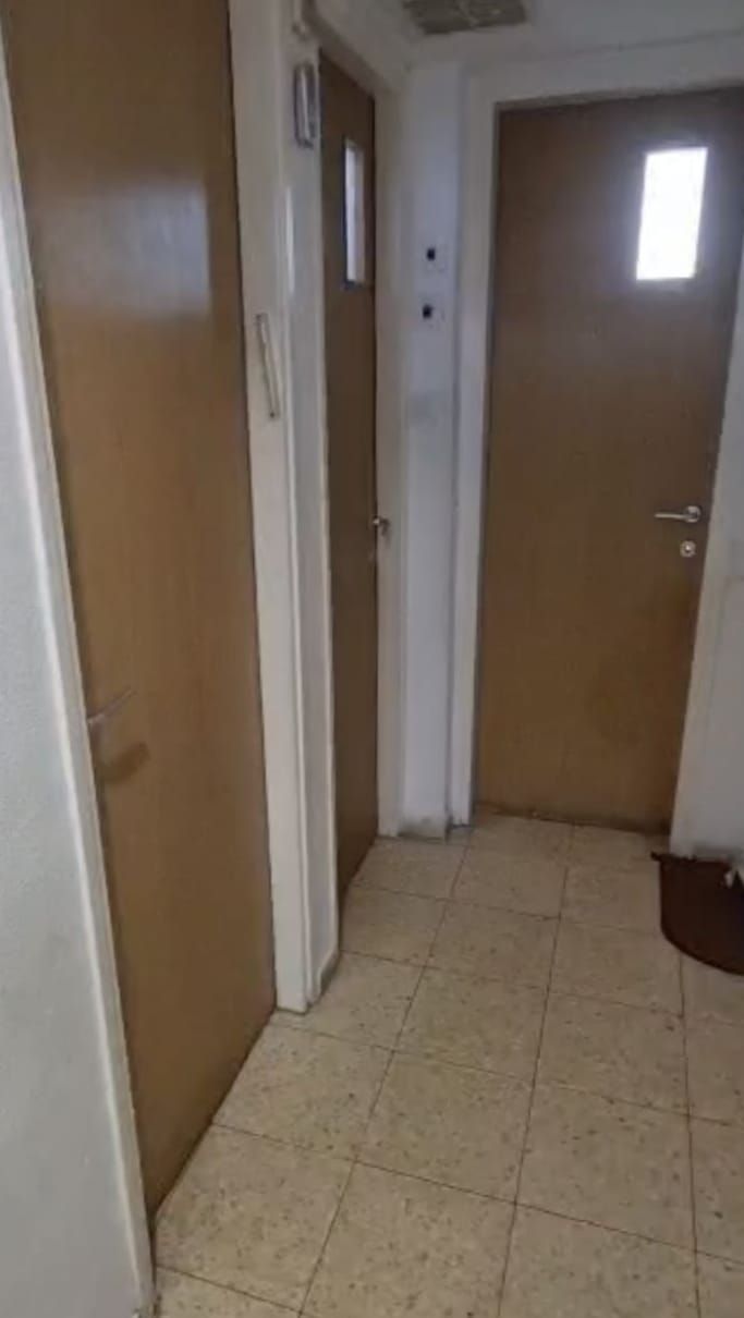 Hallway with old wooden interior doors, before the replacement